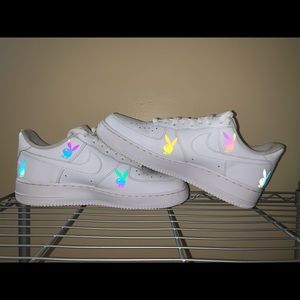Playboy Bunny Colorful reflective Air Force 1’s